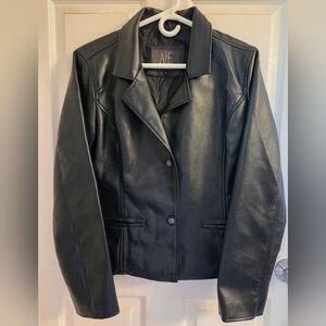 Armani Emporio Collezioni Made In Italy Super Deep Navy/Black Leather Jacket